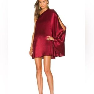 Michael Costello Red One Shoulder Midi Dress